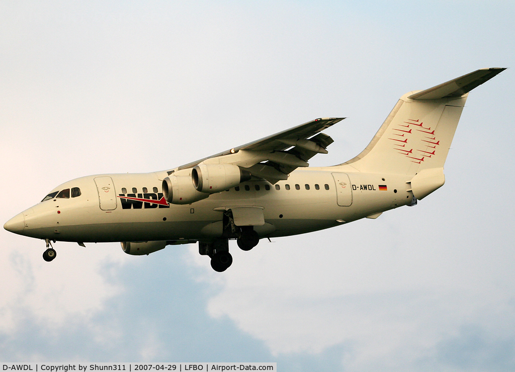 D-AWDL, 1983 British Aerospace BAe.146-100 C/N E1011, Landing rwy 32L