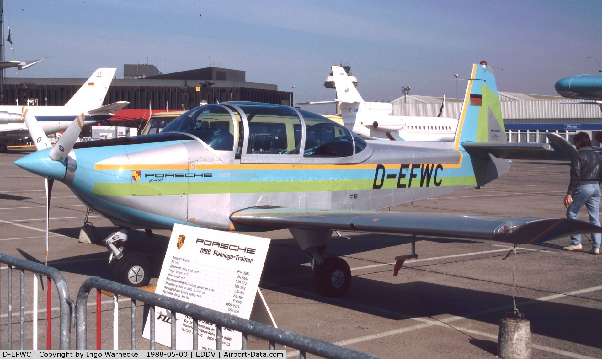 D-EFWC, MBB 223M-4 Flamingo C/N 151, MBB 223 M-4 (ex SIAT / CASA 223A-1) with Porsche PFM 3200 engine at the ILA 1988, Hannover