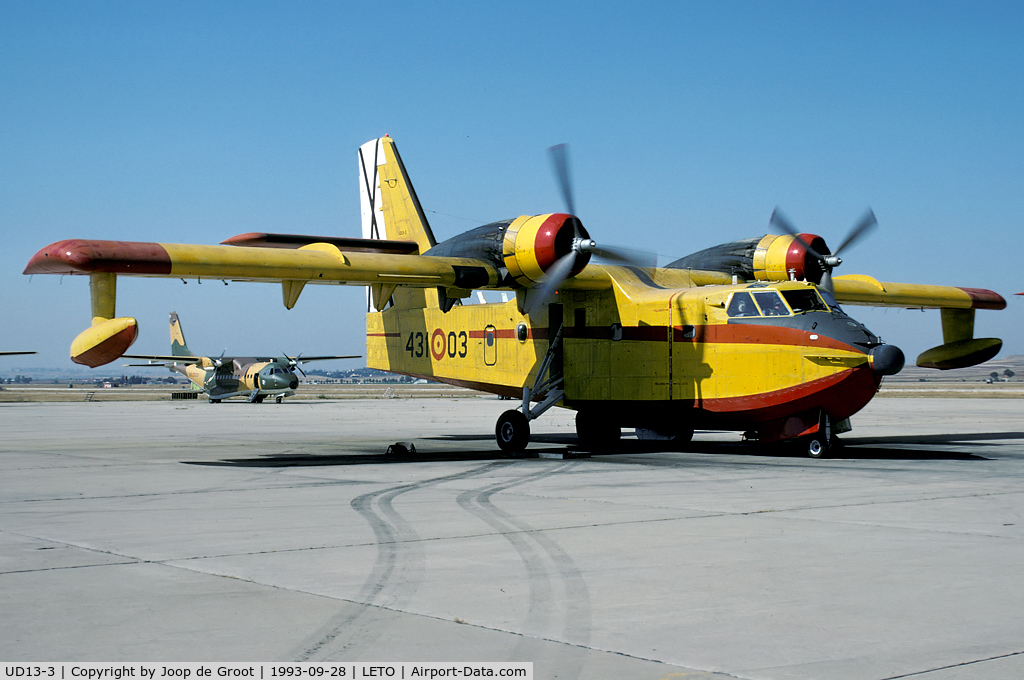 UD13-3, Canadair CL-215-II (CL-215-1A10) C/N 1031, The Spanish CL-215 were converted to CL-215T of sold on the civil market. UD.13-3 was sold as EC-GBP in 1996.
