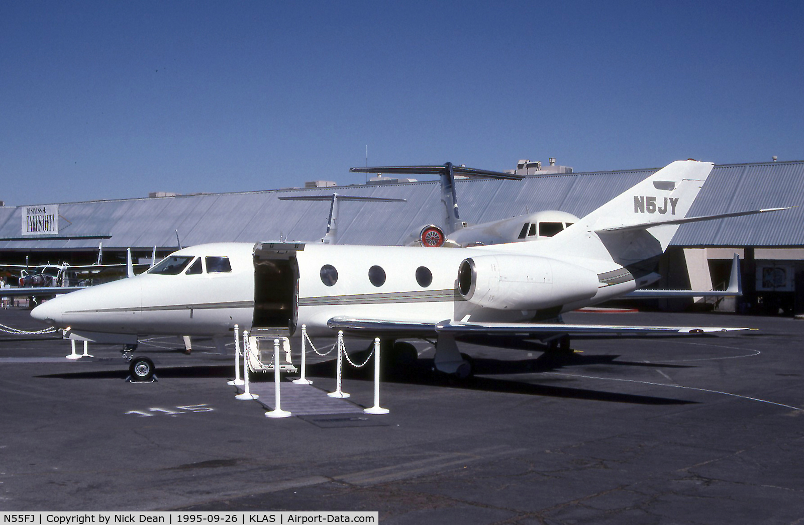 N55FJ, 1976 Dassault Falcon 10 C/N 74, KLAS (Seen here as N5JY at NBAA this aircraft became N55FJ as posted and is now preserved at the Aerospace Museum of California at McLellan CA)