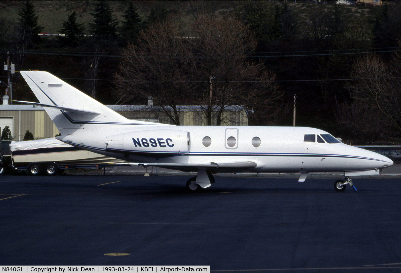 N840GL, 1977 Dassault Falcon 10 C/N 109, KBFI (Seen here as n69EC which is currently carried by a DA20 this DA10 is now registered N840GL as posted)