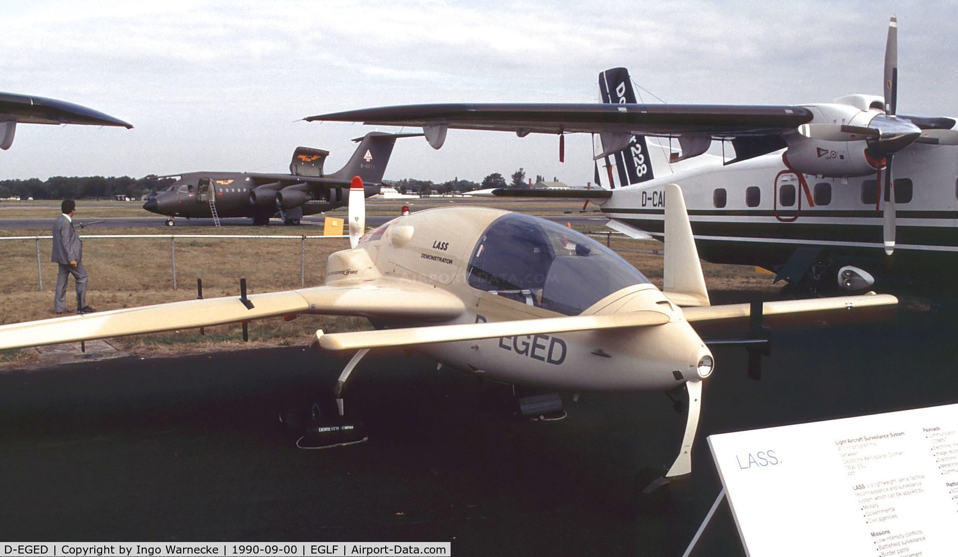 D-EGED, Gyroflug SC-01B-160 Speed Canard LASS (Light Aircraft Surveillance System C/N S-44, Gyroflug SC-01B-160 Speed Canard LASS (Light Aircraft Surveillance System) at Farnborough International 1990