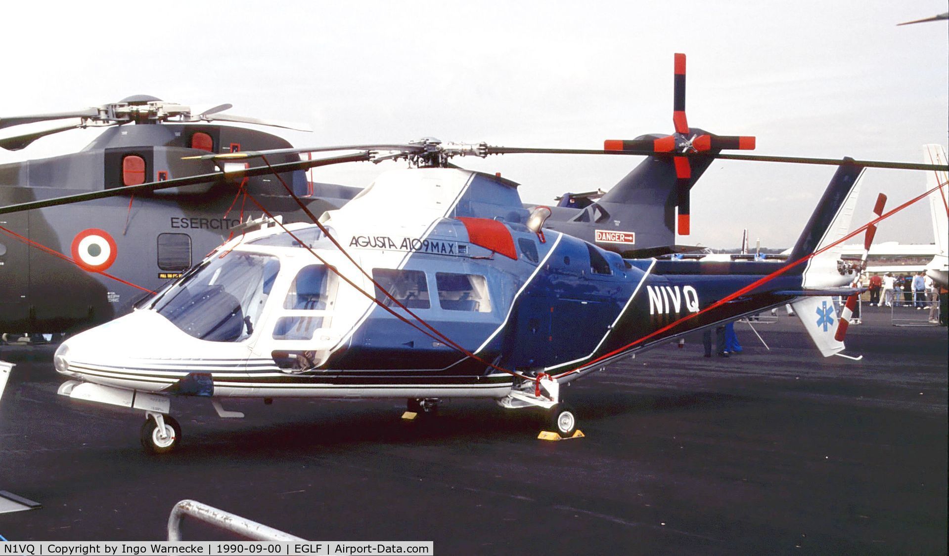 N1VQ, Agusta A109A II C/N 7429, Agusta A.109MAX at Farnborough International 1990