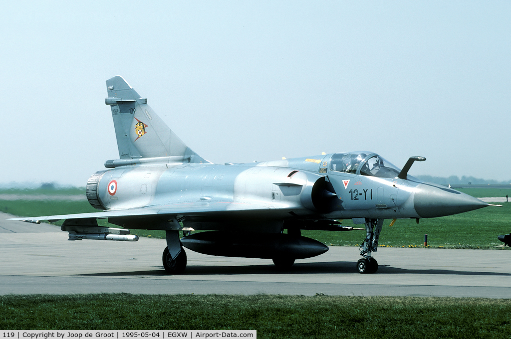 119, Dassault Mirage 2000C C/N 387, The Mirage 2000 was holding an exercise over the North Sea ACMI range in 1995. A couple of EC 1/12 was deployed to Waddington.