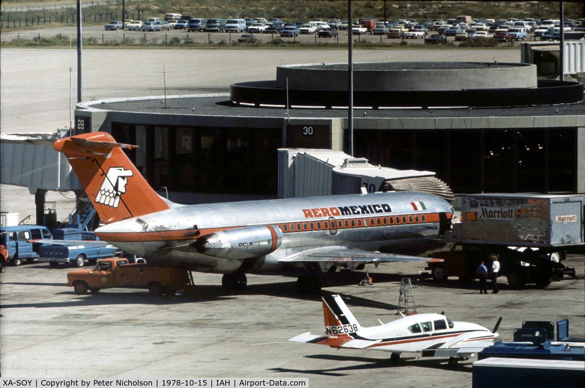 XA-SOY, 1967 Douglas DC-9-15 C/N 47085, DC-9-15 named Sinaloa of Aeromexico at Houston Intnl in October 1978.