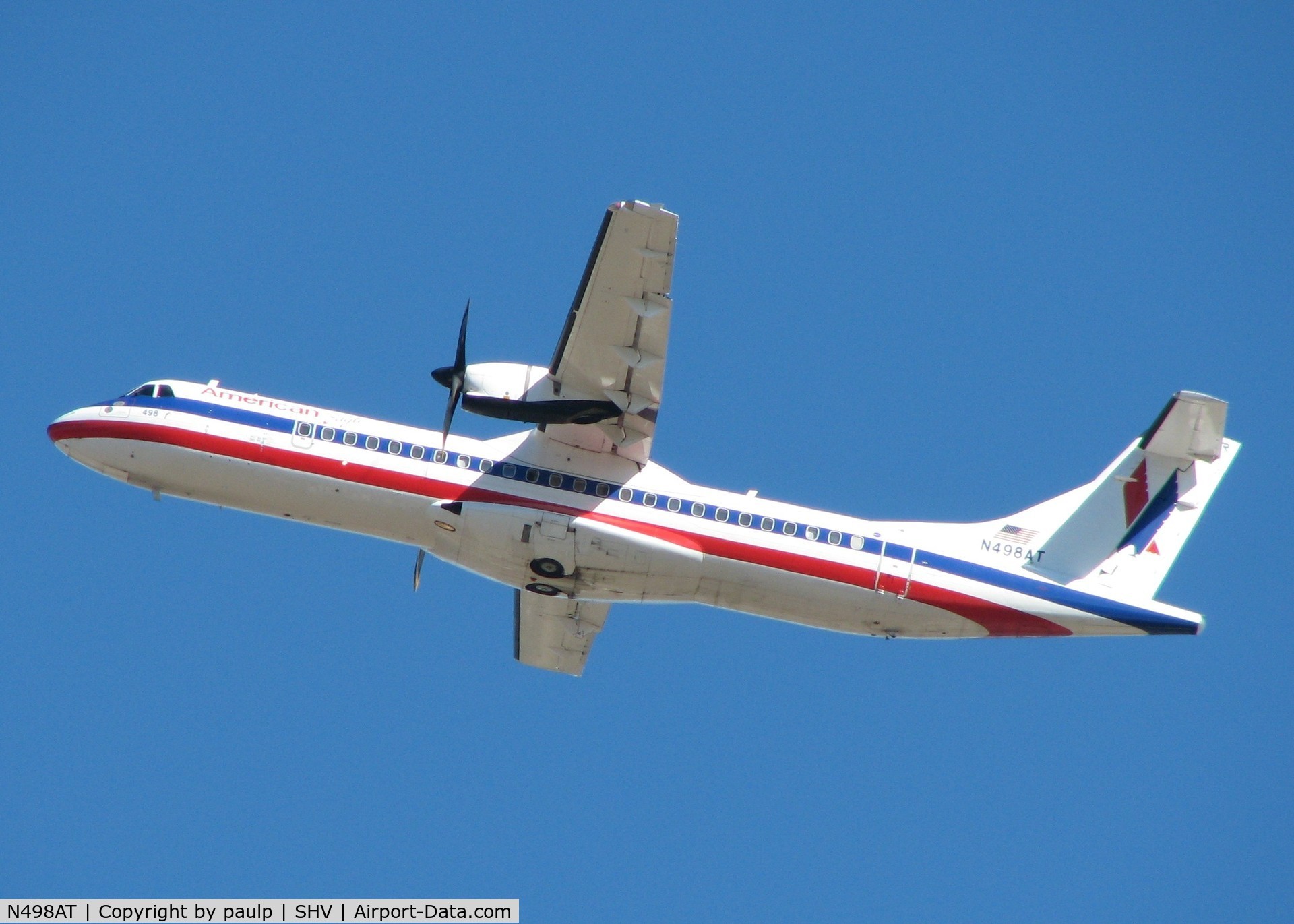 N498AT, 1997 ATR 72-212A C/N 498, Taking off from Shreveport Regional.
