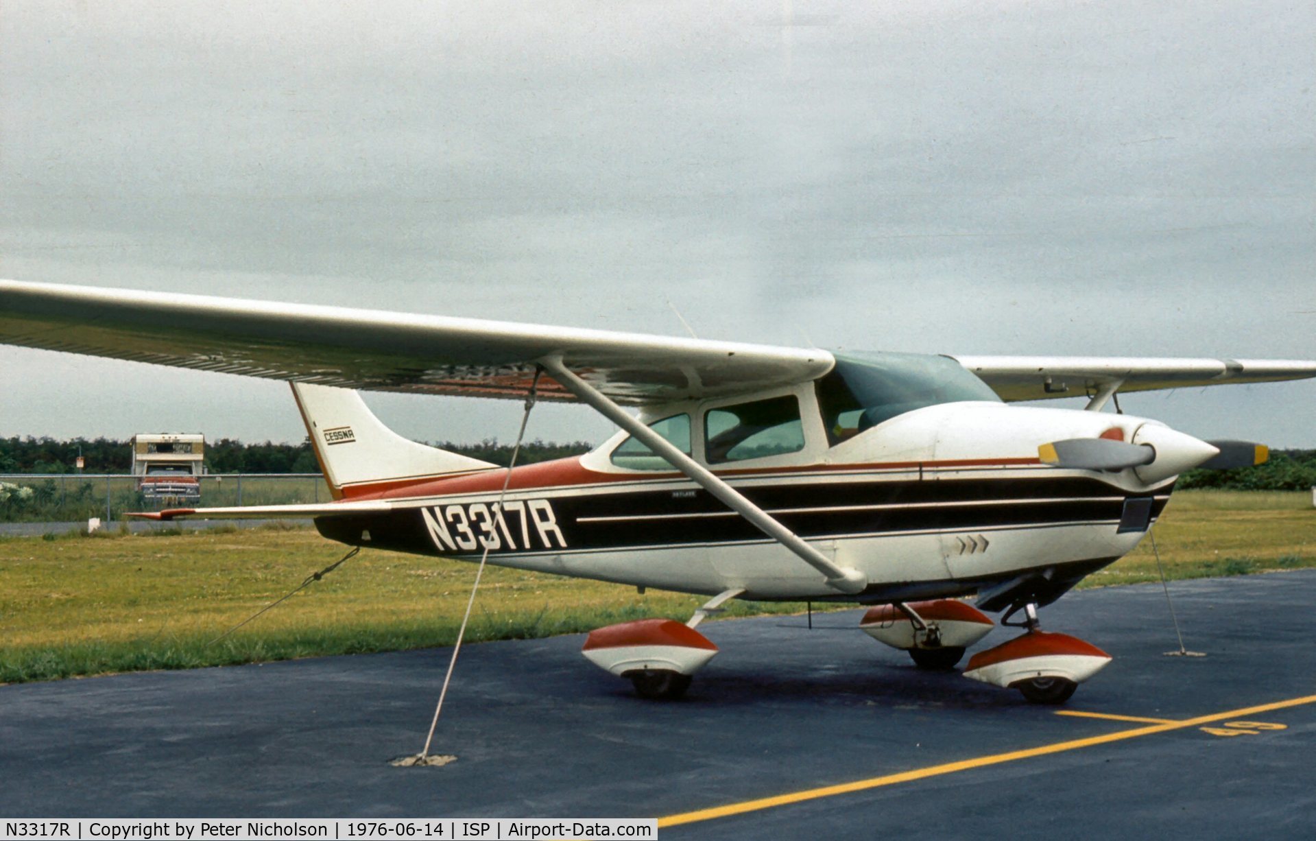 N3317R, 1967 Cessna 182L Skylane C/N 18258617, This Skylane was parked at Islip-MacArthur in the summer of 1976.