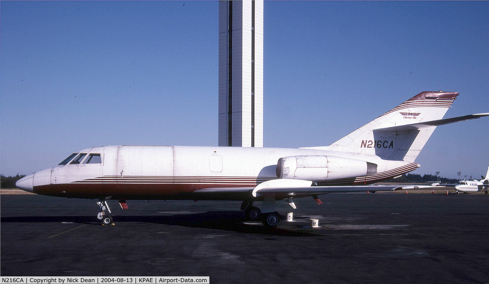 N216CA, 1965 Dassault Falcon 20C C/N 11, KPAE (Previous ID's carried by this airframe as follows F-WMKH, N808F, CF-SRZ, N2200M, N220CM, N30CC, N30CQ, N4351M, N4351N, N409PC, OO-DDD, N983AJ and finally as posted N216CA of Cherry Air this airframe is now WFU)