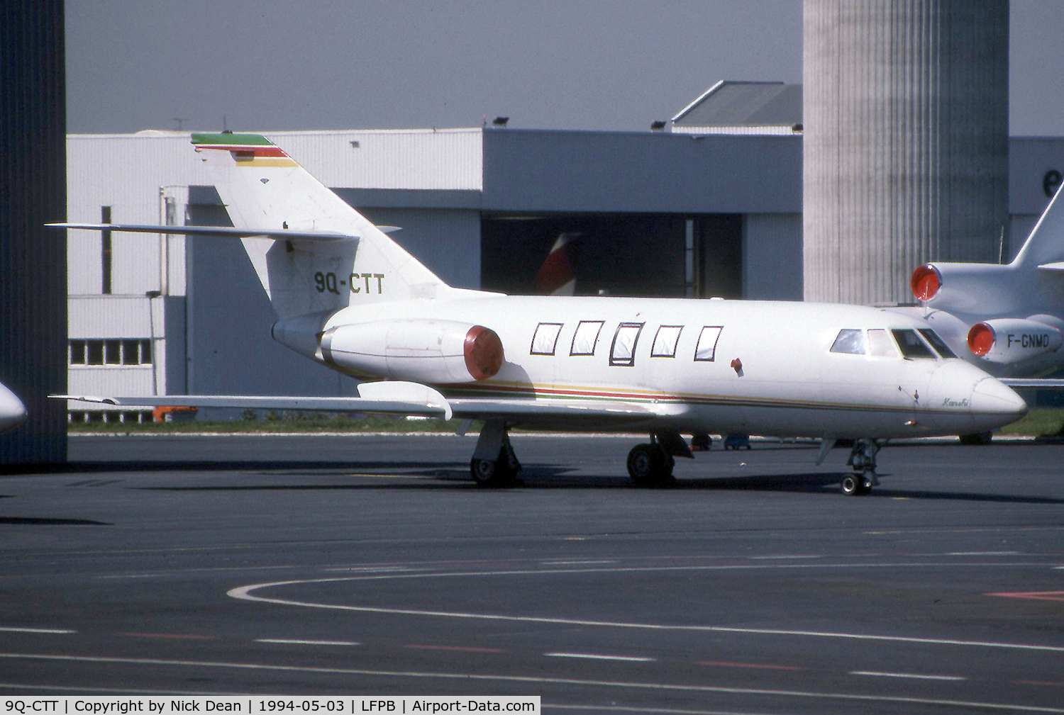 9Q-CTT, Dassault Falcon (Mystere) 20D(F) C/N 193, LFPB (Seen here as 9Q-CTT and later became N219CA of Cherry Air subsequently WFU and stored)