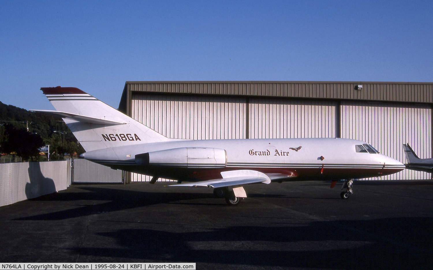 N764LA, 1970 Dassault Fan Jet Falcon (20D) C/N 211, KBFI (Seen here as N618GA of Grand Aire this airframe is currently registered N764LA as posted)