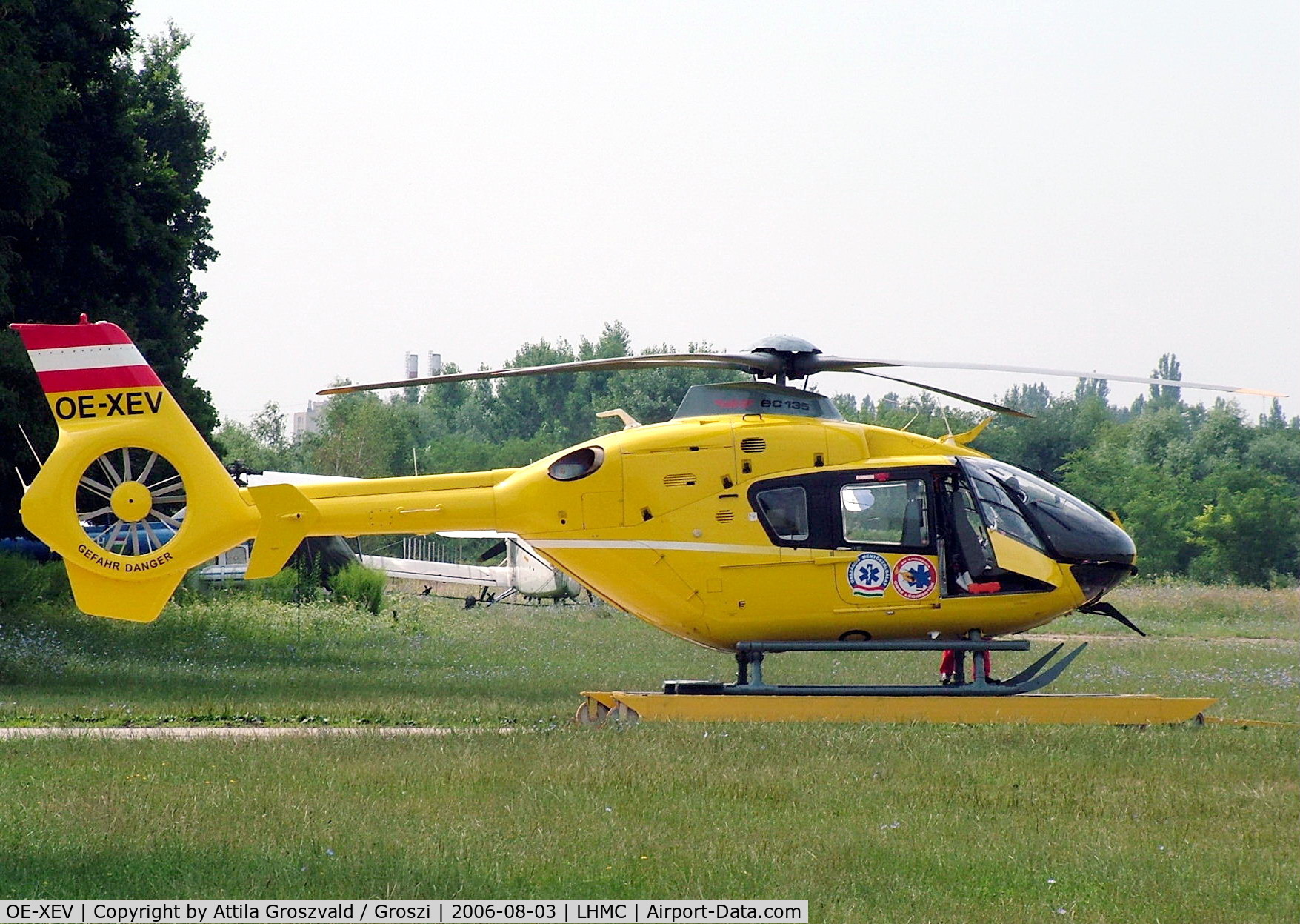 OE-XEV, 2004 Eurocopter EC-135T-2 C/N 0359, Miskolc Airport Hungary - LHMC / OMSZ-base '2006. Next tail number-HA-ECE. Meet with an air accident 2008-07-31 Kiskunlachaza, Hungary