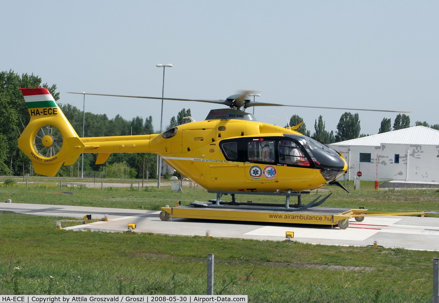 HA-ECE, 2004 Eurocopter EC-135T-2 C/N 0359, Balatonfured OMSZ-Air Ambulance base, jump-off. HA-ECE ex D-HECD, OE-XEV. Meet with an air accident fatal, 2008-07-31 Kiskunlachaza, Hungary