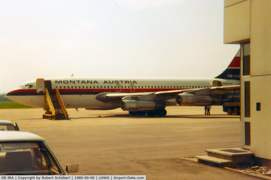 OE-IRA, 1961 Boeing 707-138B C/N 18068, Flight to GRZ/LOWG. Photo was made by my father. (about 1979/80)