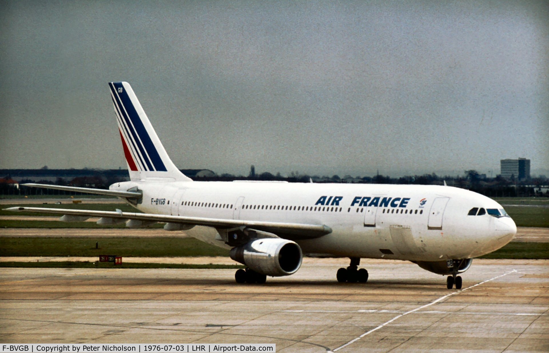 F-BVGB, 1974 Airbus A300B2-1C C/N 6, In service with Air France as seen at London Heathrow in the summer of 1976.