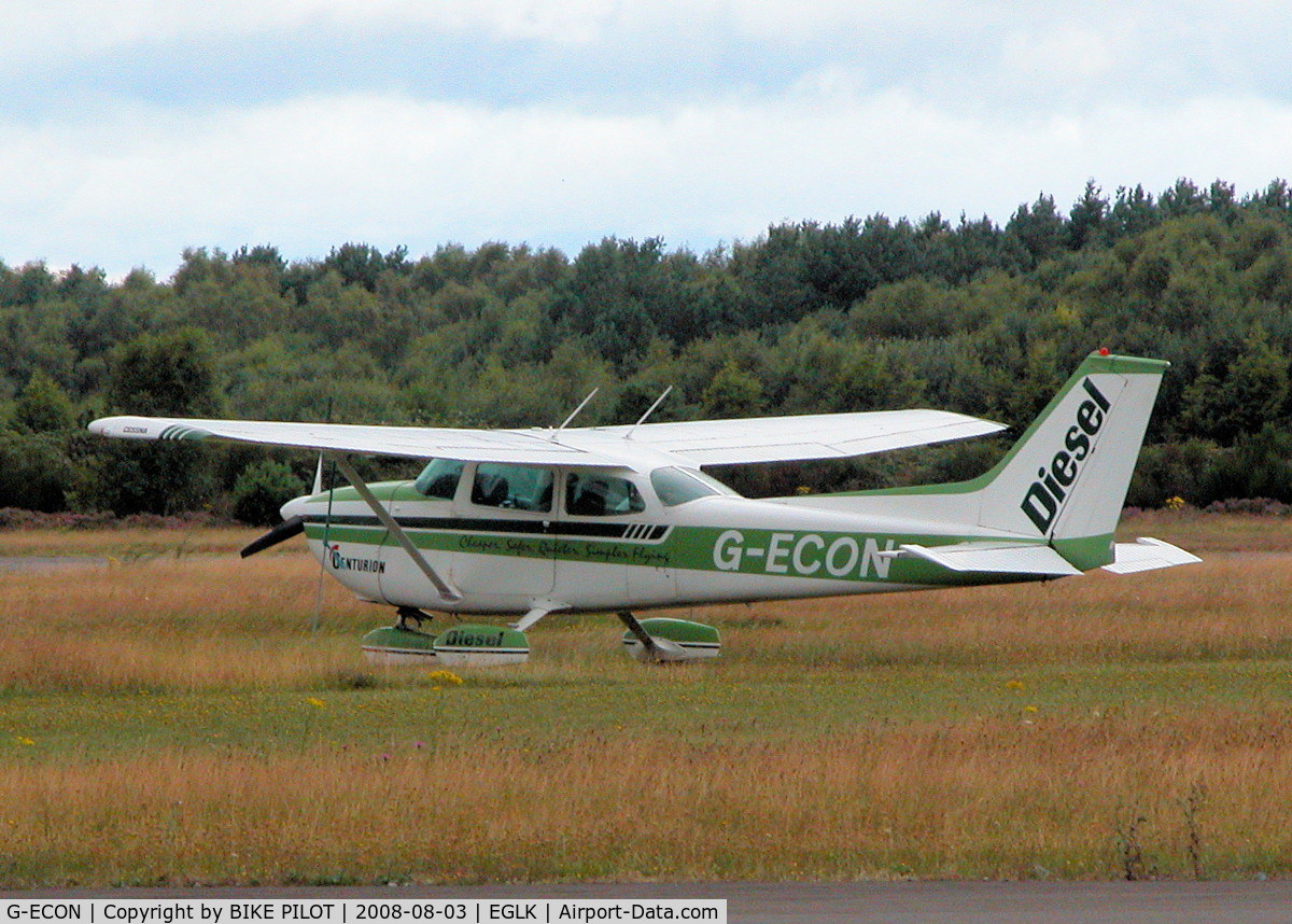 G-ECON, 1975 Cessna 172M Skyhawk C/N 172-64490, THE TEXT ON THE SIDE OF THIS A/C WAS EXTOLLING THE VIRTUES OF DIESEL OVER PETROL INCLUDING THE FACT IT WAS CHEAPER, A COUPLE OF WEEKS LATER DIESEL COST MORE THAN PETROL !