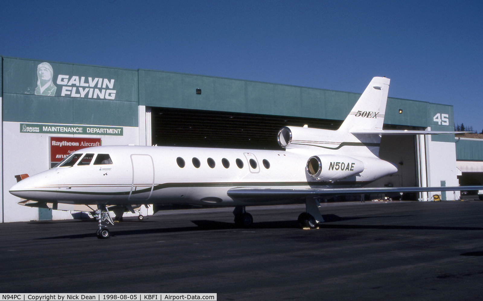 N94PC, 1996 Dassault Mystere Falcon 50 C/N 254, Seen here as N50AE the second DA50 of this reg this particular airframe is currently registered N94PC as posted