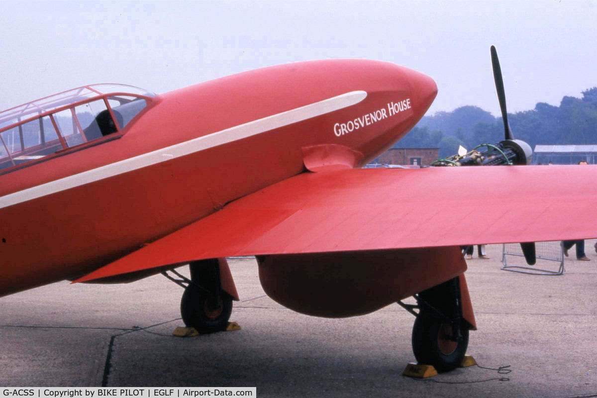 G-ACSS, 1934 De Havilland DH-88 Comet C/N 1996, FARNBOROUGH AIRSHOW 1984