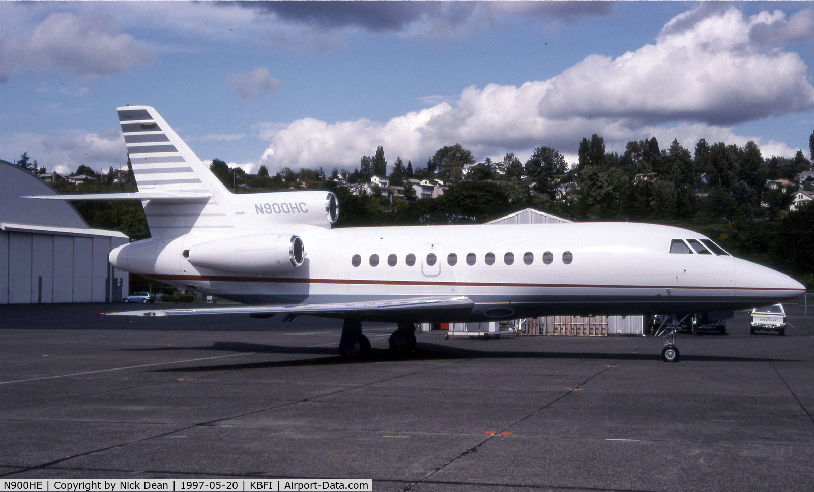 N900HE, 1988 Dassault-Breguet Falcon (Mystere) 900 C/N 68, Seen here as N900HC now carried by an EX this airframe is currently registered N900HE as posted