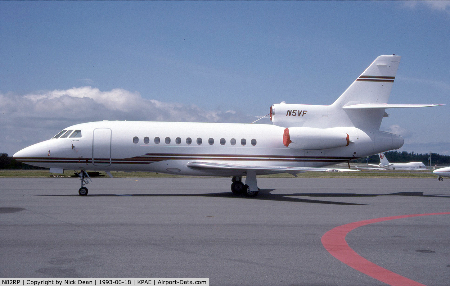 N82RP, 1992 Dassault Falcon 900 C/N 116, Seen here as N5VF this airframe is currently registered N82RP as posted