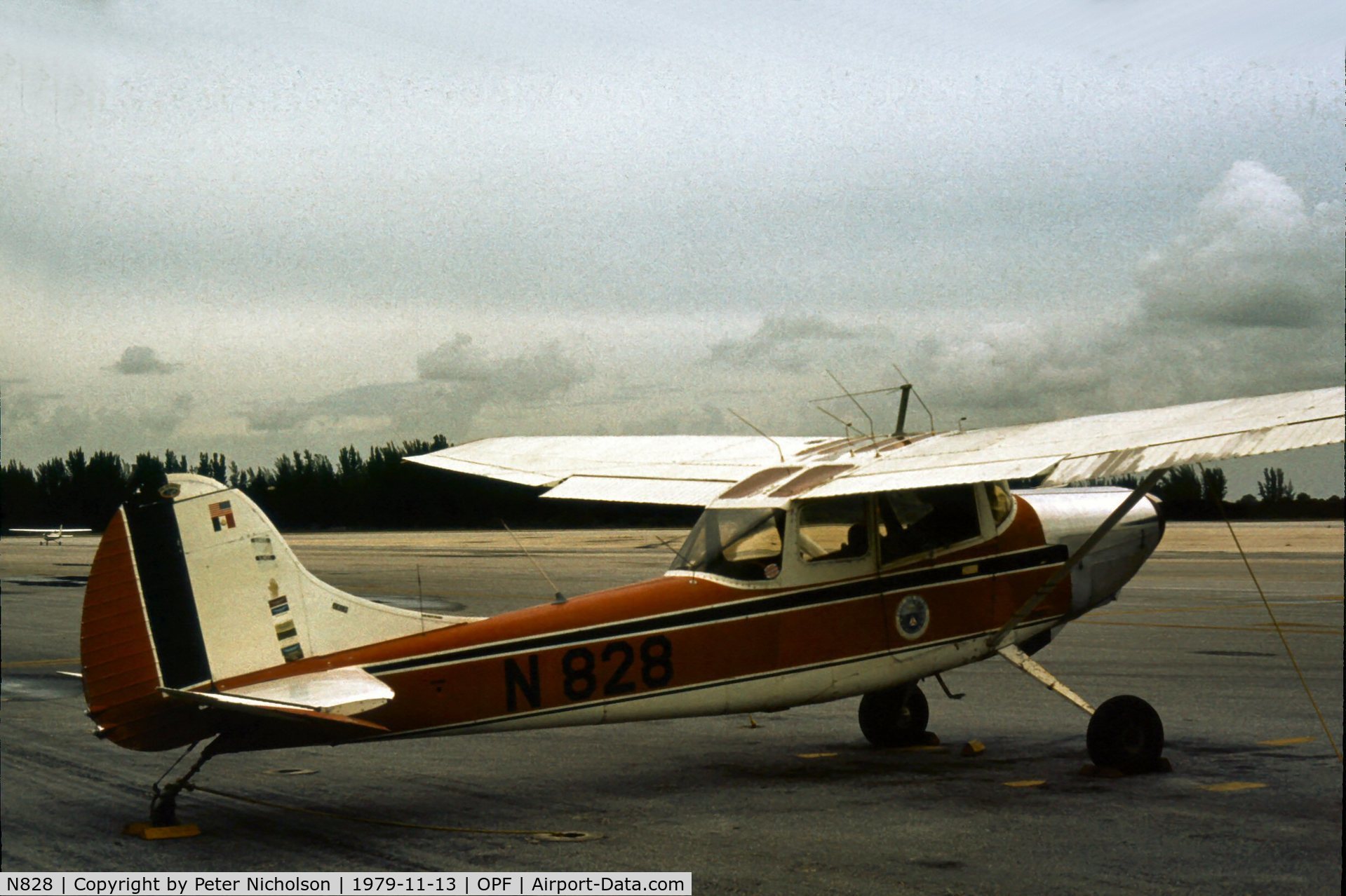 N828, 1962 Cessna Ector 305A C/N 2002, This re-built O-1 Bird Dog was with the Civil Air Patrol as seen as Opa-Locka in 1979.