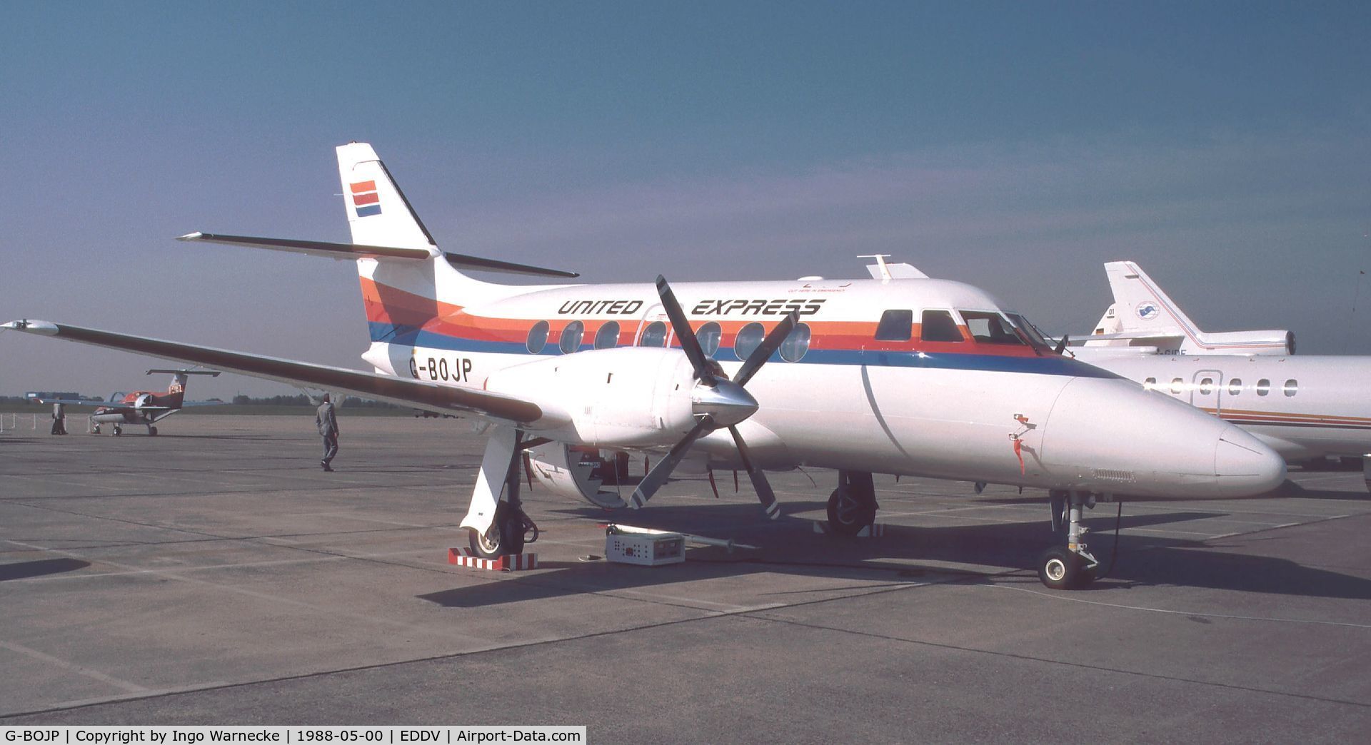 G-BOJP, 1987 British Aerospace BAe-3101 Jetstream 31 C/N 801, BAe Jetstream 31 of United Express at the ILA 1988, Hannover