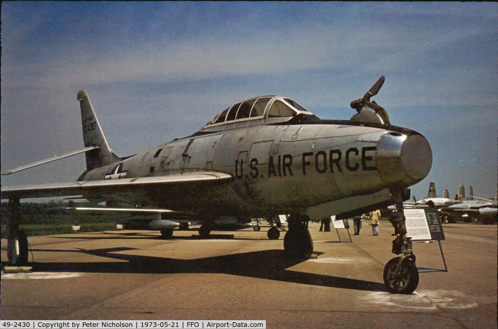 49-2430, 1950 Republic YRF-84F FICON C/N Not found 49-2430, As displayed in the summer of 1973.
