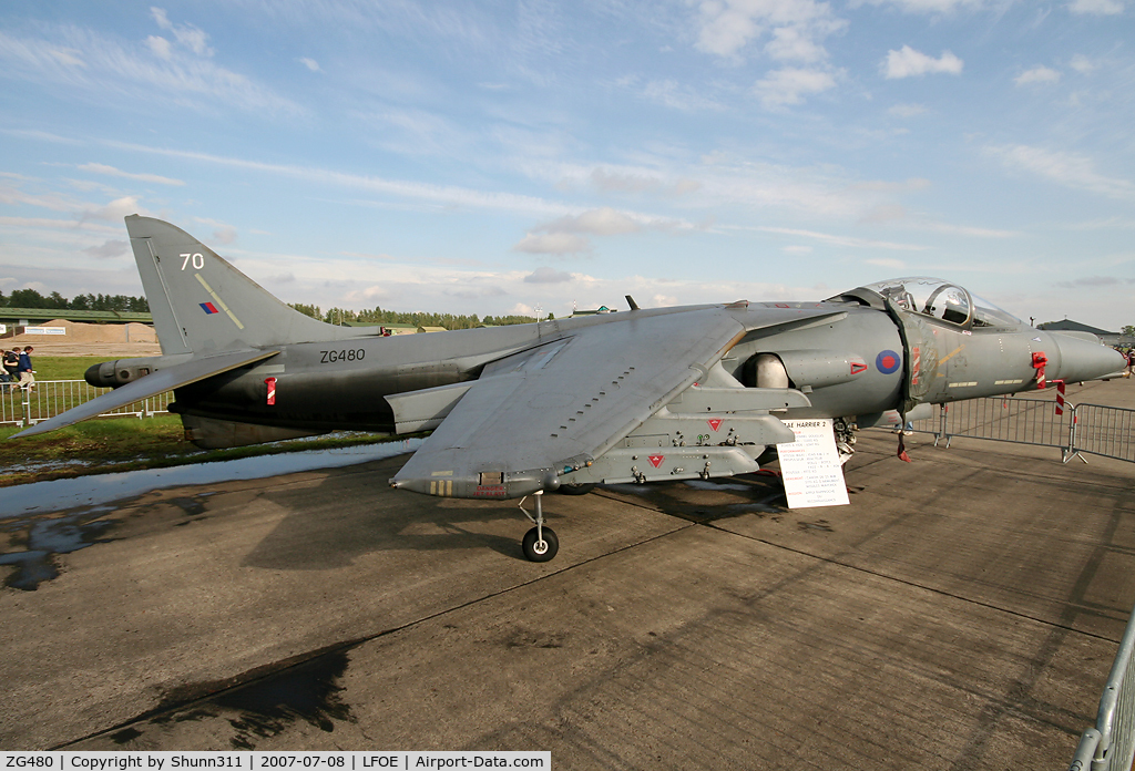 ZG480, British Aerospace Harrier GR.7 C/N P70, Displayed during LFOE Airshow 2007