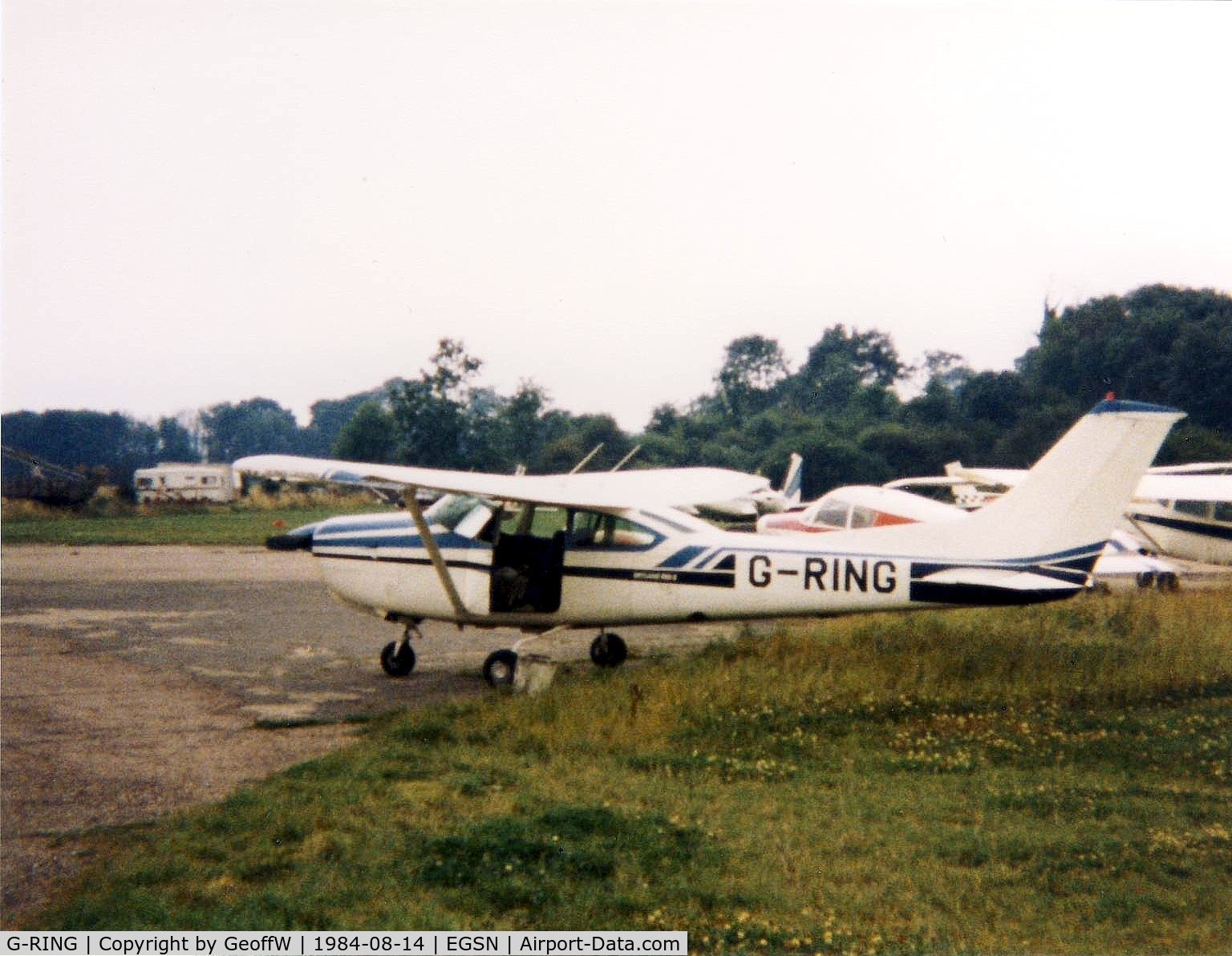 G-RING, 1979 Reims FR182 Skylane RG C/N 0025, Cessna FR182 RG photographed at Bourn in 1984