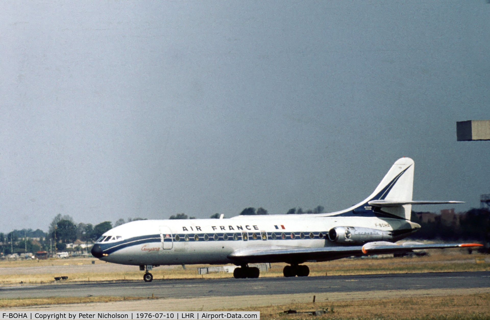 F-BOHA, 1968 Sud Aviation SE-210 Caravelle III C/N 242, Departing from London Heathrow in the Summer of 1976.
