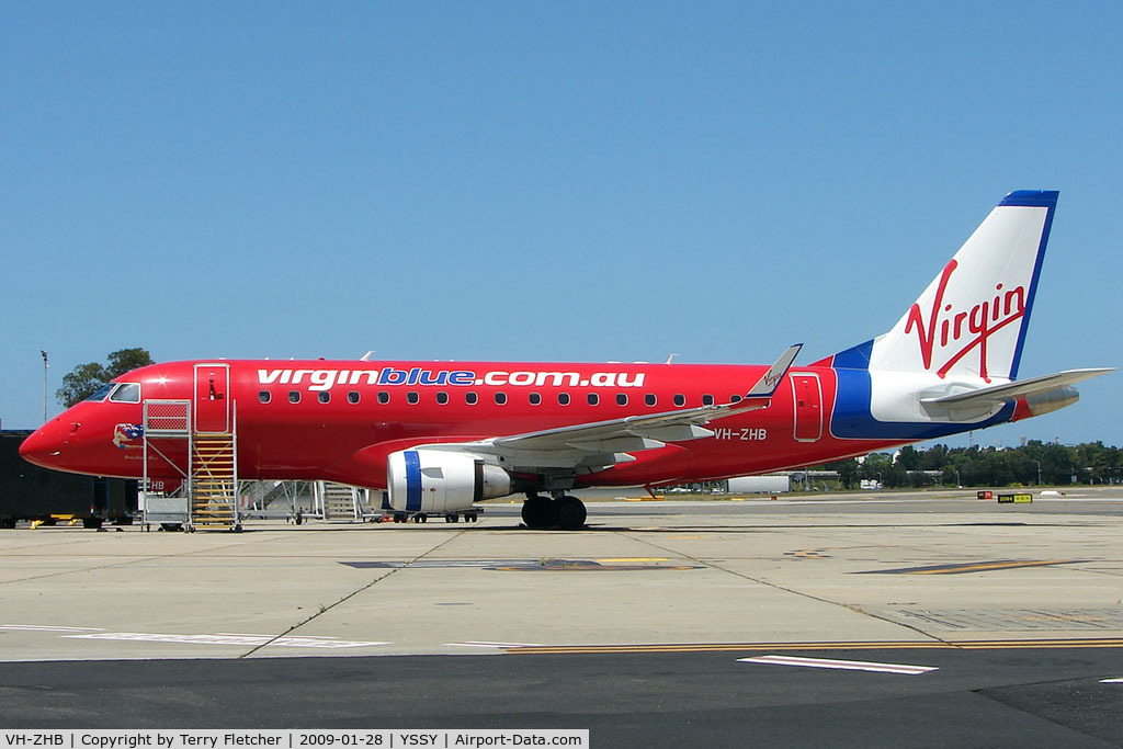 VH-ZHB, 2007 Embraer 170LR (ERJ-170-100LR) C/N 17000187, Virgin Blue Emb 170 at Sydney