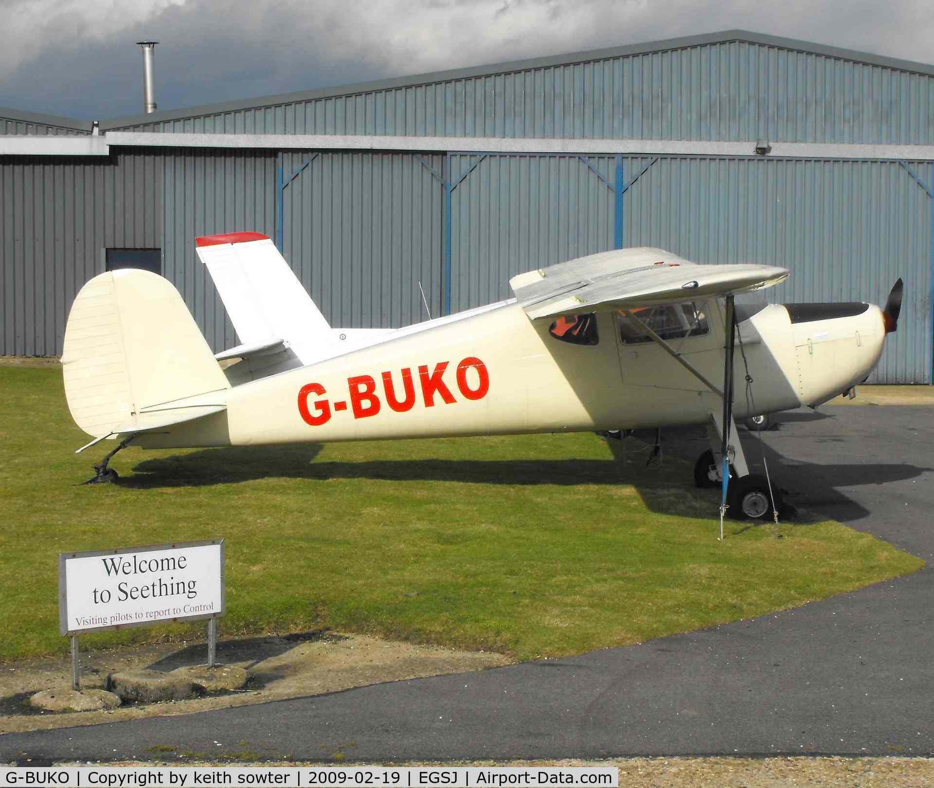 G-BUKO, 1947 Cessna 120 C/N 13089, Outside the maintenance Hangar
