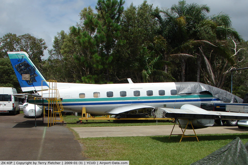 ZK-KIP, 1980 Embraer EMB-110P1 Bandeirante C/N 110286, Unmarked Emb110 ex Air NZ Airlink - believed to be ZK-KIP c/n 364- at Caloundra , Queensland, Australia