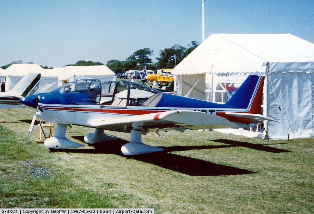 G-BXDT, 1997 Robin HR-200-120B C/N 315, On the Robin stand at the 1997 Aerofair at North Weald