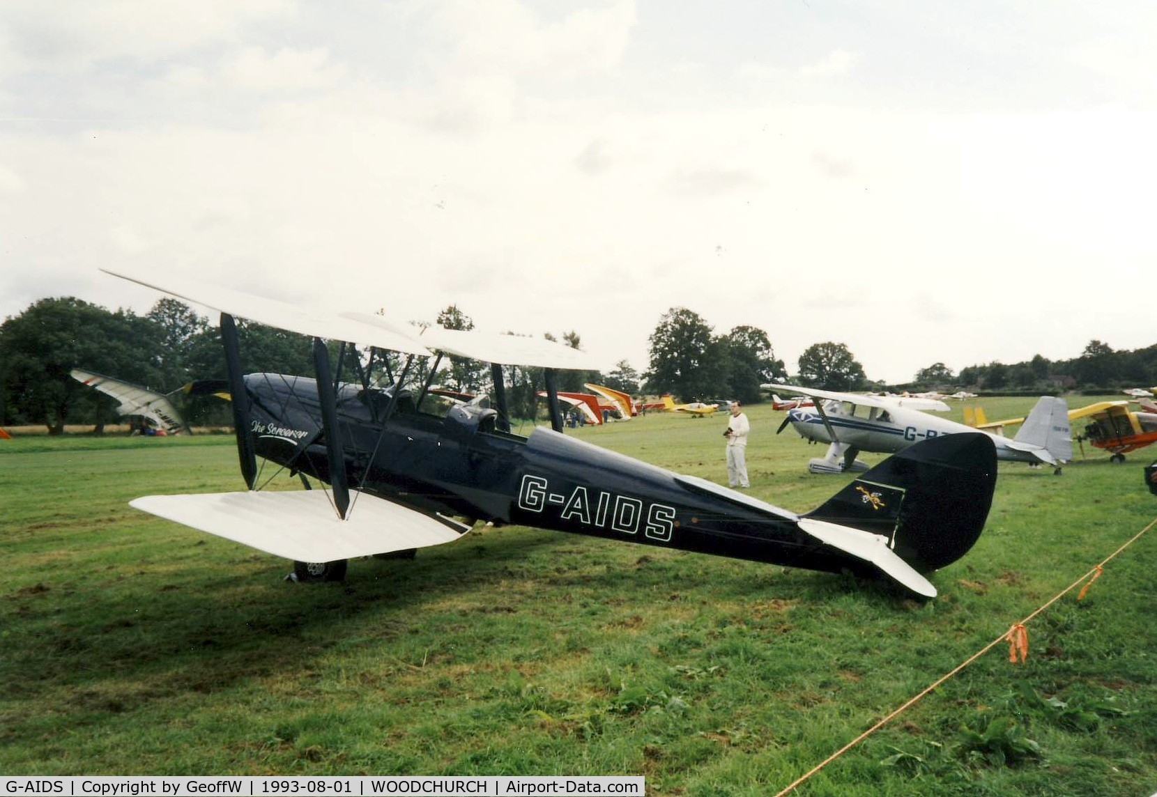 G-AIDS, 1941 De Havilland DH-82A Tiger Moth II C/N 84546, Taken at the Wings and Wheels meeting at Woodchurch, Kent in 1993