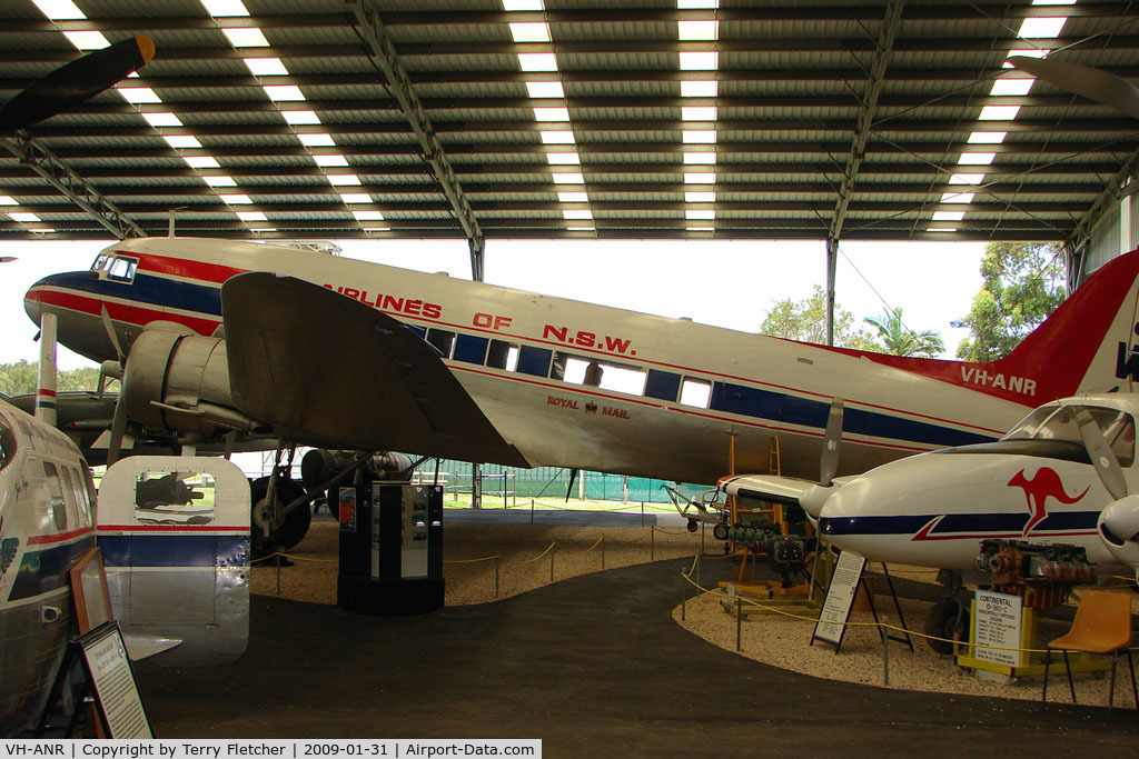 VH-ANR, 1937 Douglas DC-3-194B C/N 1944, At the Queensland Air Museum, Caloundra, Australia - this early example DC3 was first registered to KLM Airlines as PH-ALW in 1937 and saw service through to 1974 when it was stored