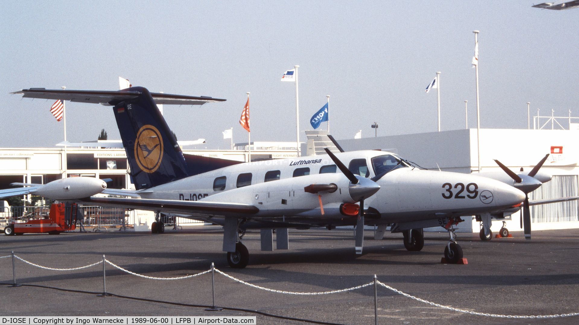 D-IOSE, 1987 Piper PA-42-720 Cheyenne IIIA C/N 42-5501040, Piper PA-41-720 Cheyenne IIIA of Lufthansa at Aerosalon Paris 1989