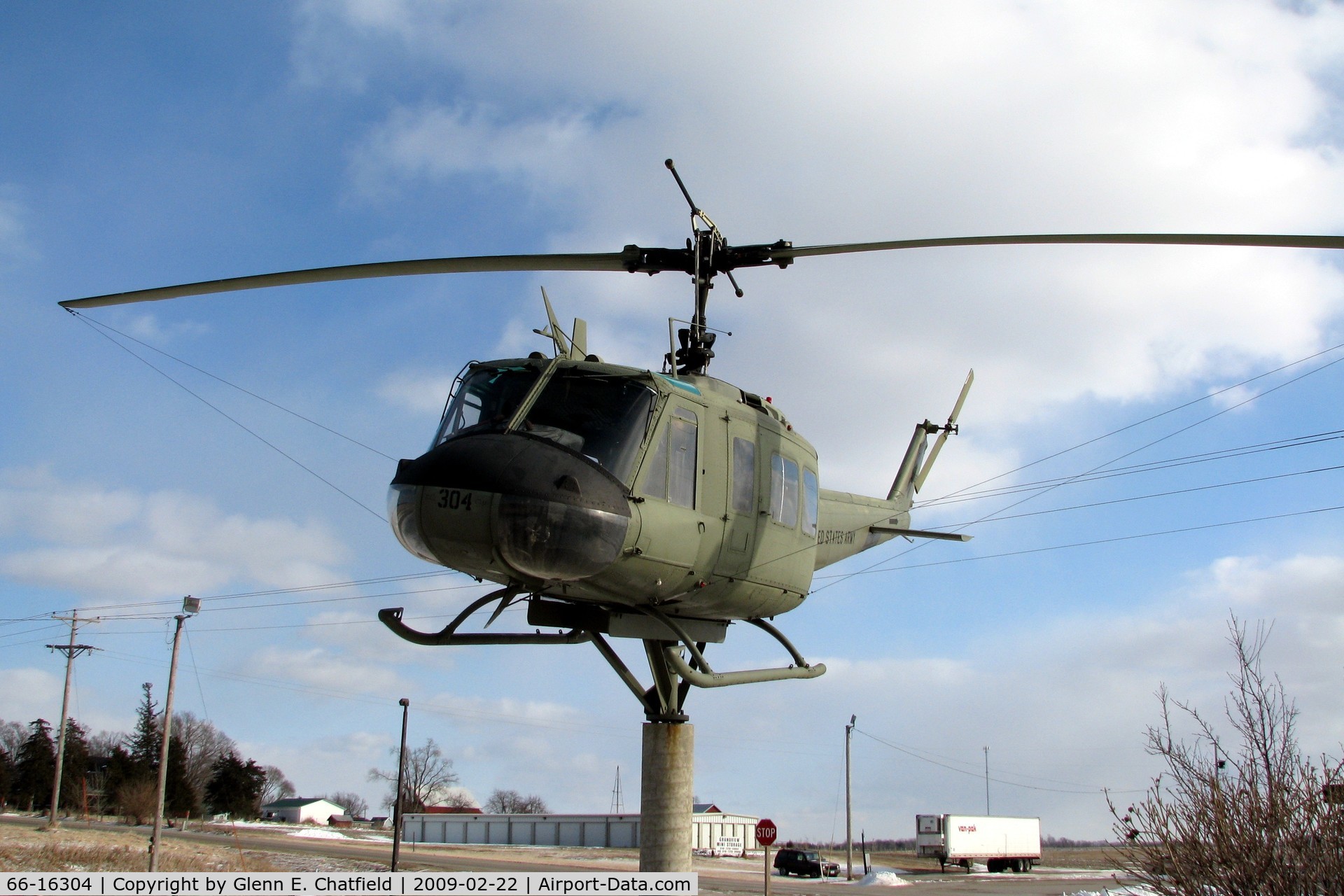 66-16304, 1966 Bell UH-1H Iroquois C/N 5998, At the All Veterans Memorial, Grandview, IA.  Found by using Andy Marden's book, 
