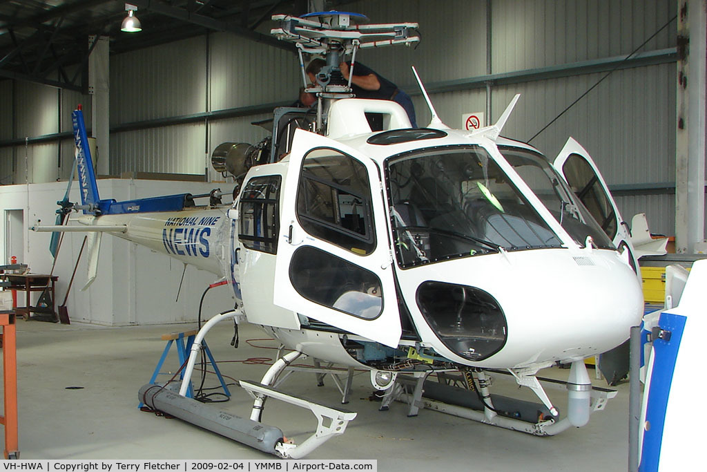 VH-HWA, Eurocopter AS-350B-3 Ecureuil Ecureuil C/N 3916, Eurocopter AS350B3 receiving Maintenance at Moorabbin