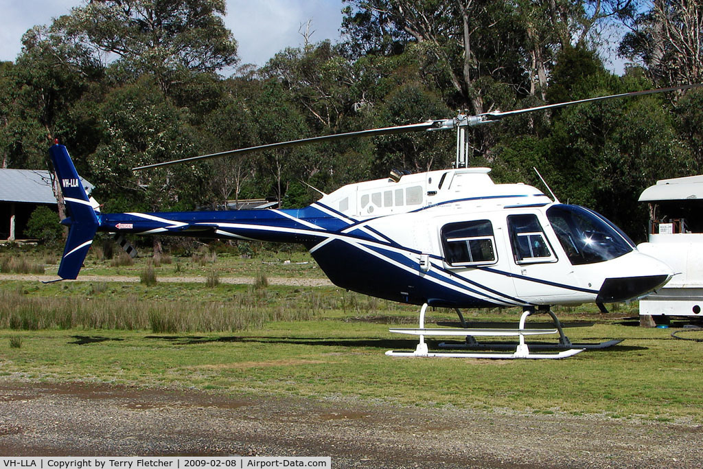 VH-LLA, 1981 Bell 206B JetRanger C/N 3254, Bell 206 at Cradle Mountain Helipad , Tasmania