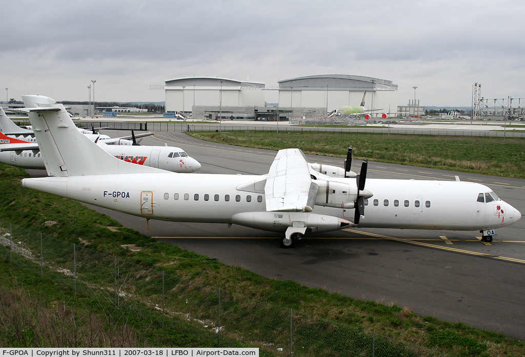 F-GPOA, 1990 ATR 72-202 C/N 204, Parked at Latecoere Aeroservices facility