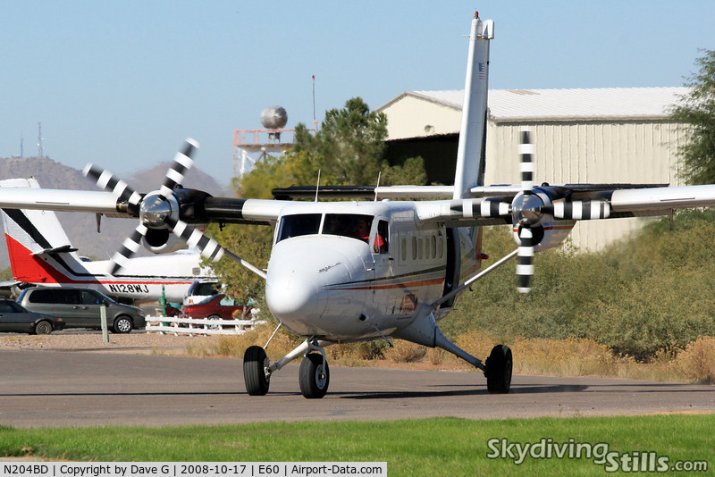 N204BD, 1969 De Havilland Canada DHC-6-200 Twin Otter C/N 204, Twin Otter taxiing in at Skydive Arizona to pick up another load