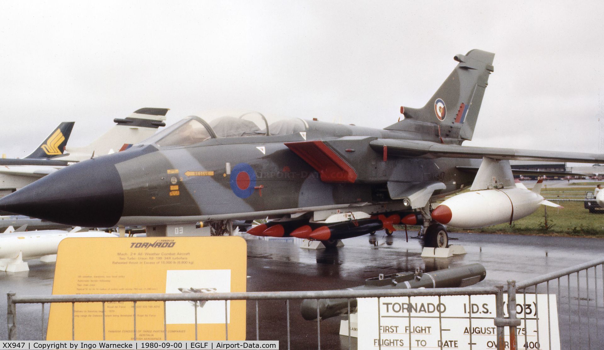 XX947, 1975 Panavia Tornado GR.1 C/N P.03, Panavia Tornado GR1 at Farnborough International 1980