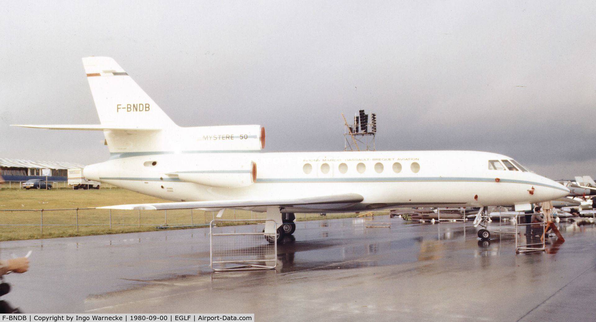 F-BNDB, 1976 Dassault Falcon 50 C/N 1, Dassault Mystere 50 / Falcon 50 at Farnborough International 1980