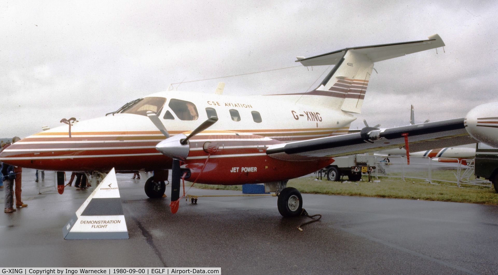 G-XING, 1980 Embraer EMB-121AN Xingu C/N 121030, EMBRAER EMB-121 A1 Xingu of CSE Aviation at Farnborough International 1980