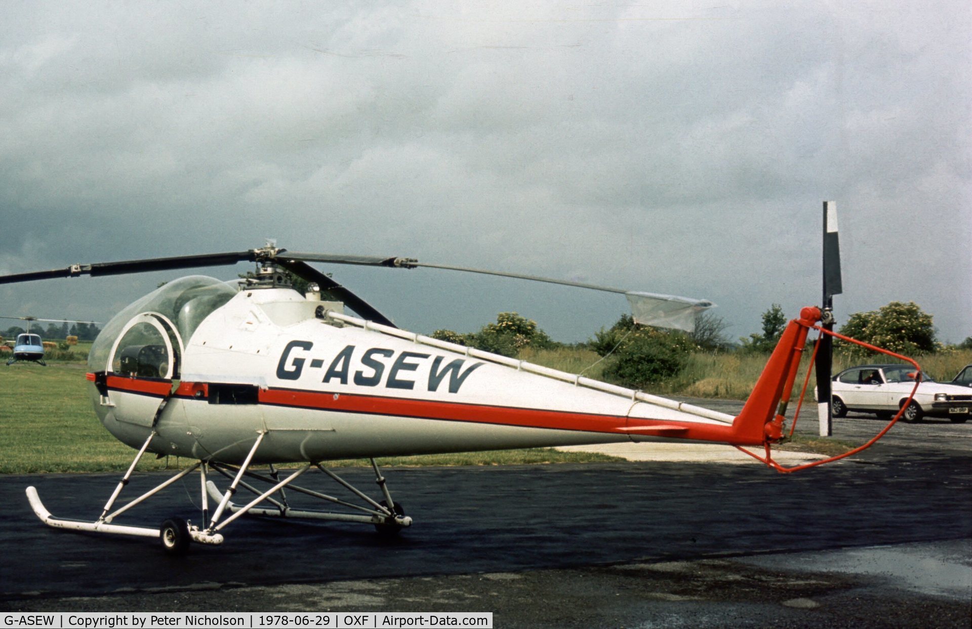G-ASEW, 1963 Brantly B-2B C/N 308, This helicopter was with the Oxford Air Training School at Kidlington in the Summer of 1978.