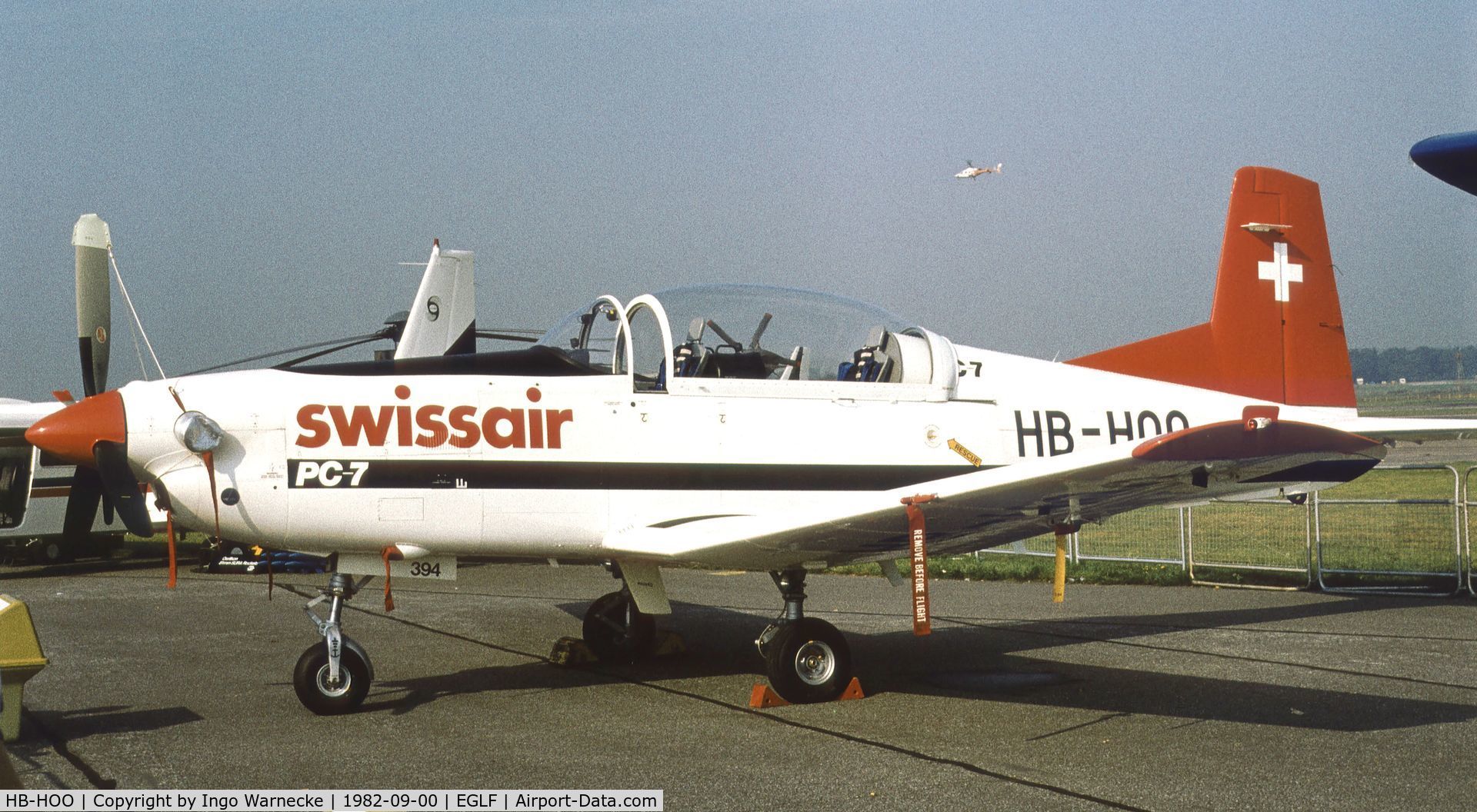 HB-HOO, 1982 Pilatus PC-7 Turbo Trainer C/N 394, Pilatus PC-7 Turbo Trainer at Farnborough International 1982