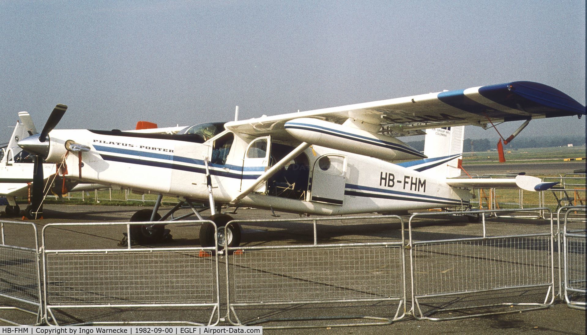HB-FHM, 1982 Pilatus PC-6/B2-H2 Turbo Porter C/N 816, Pilatus PC-6 Turbo Porter at Farnborough International 1982
