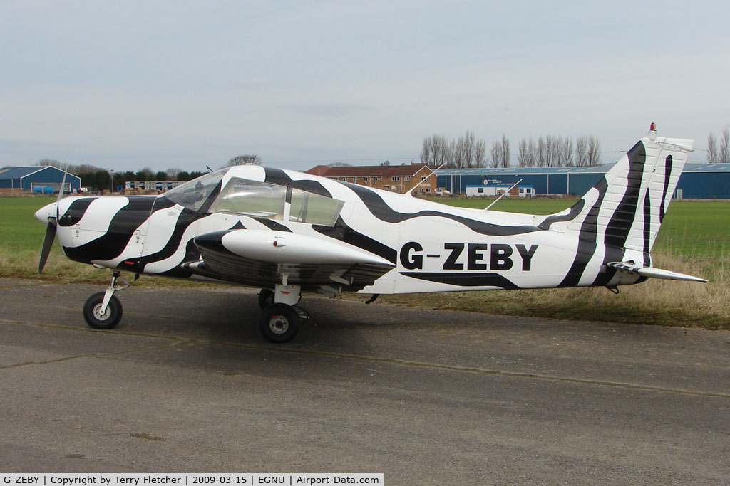 G-ZEBY, 1973 Piper PA-28-140 Cherokee E C/N 28-7325240, Piper PA-28-140 at  Full Sutton - in appropriate Zebra colour scheme