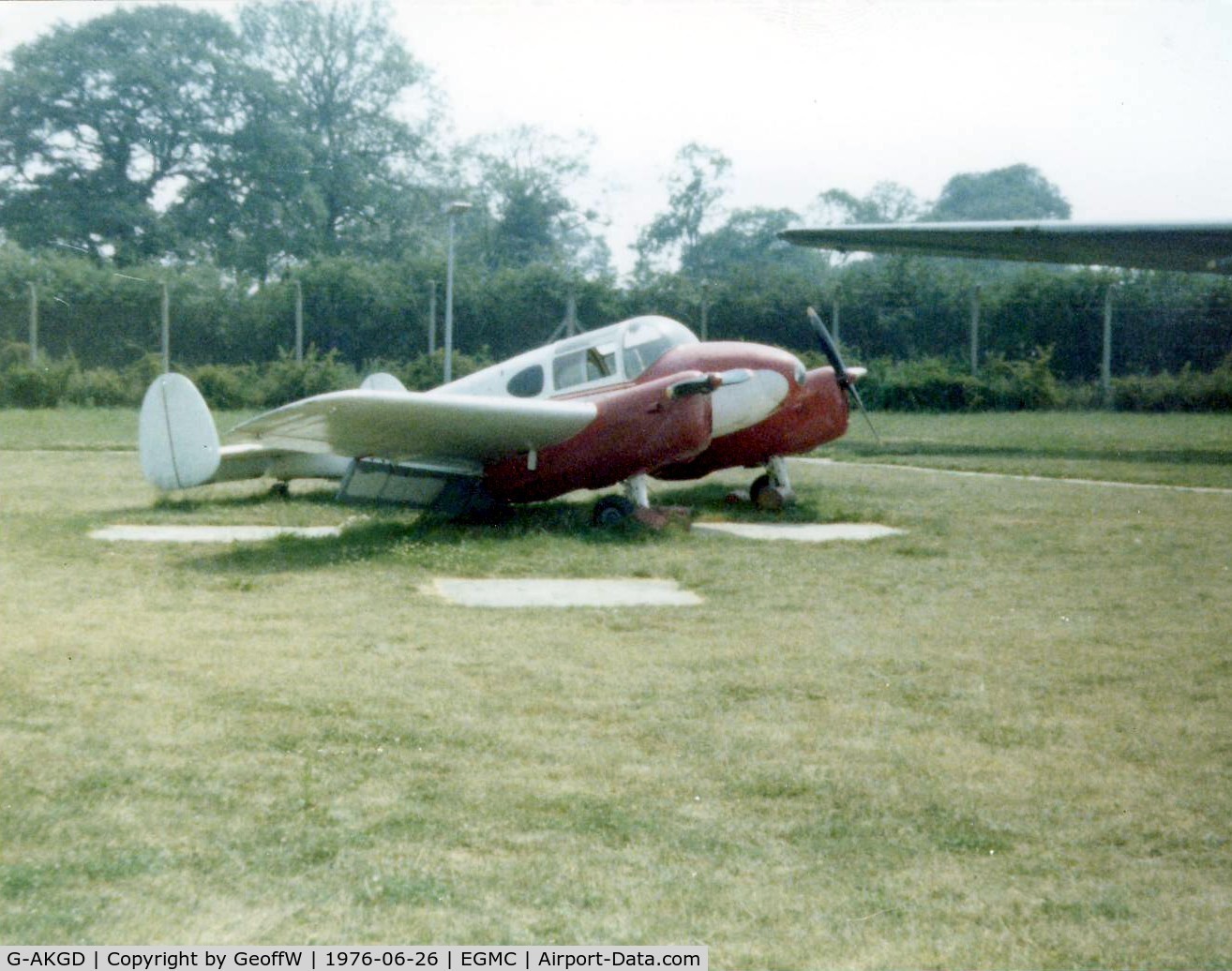 G-AKGD, 1947 Miles M65 Gemini 1A C/N 6492, Miles Gemini G-AKGD on display at the Historic Aircraft Museum, Southend 1976