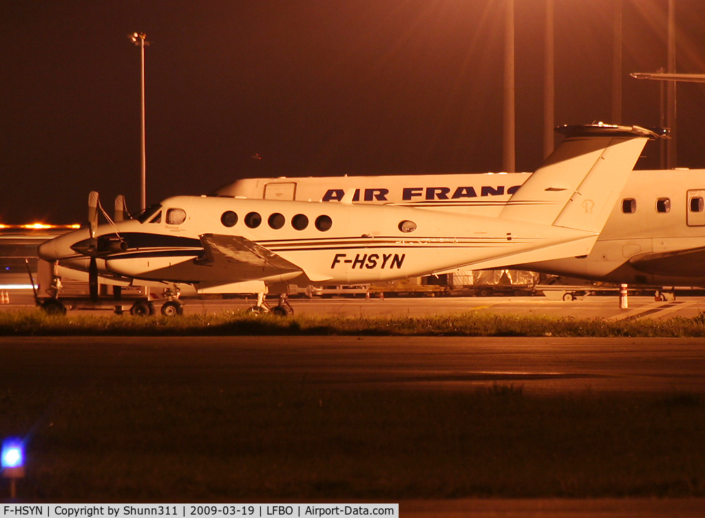 F-HSYN, 2007 Hawker Beechcraft B200GT Super King Air C/N BY-23, Parked at the General Aviation area for a night stop...